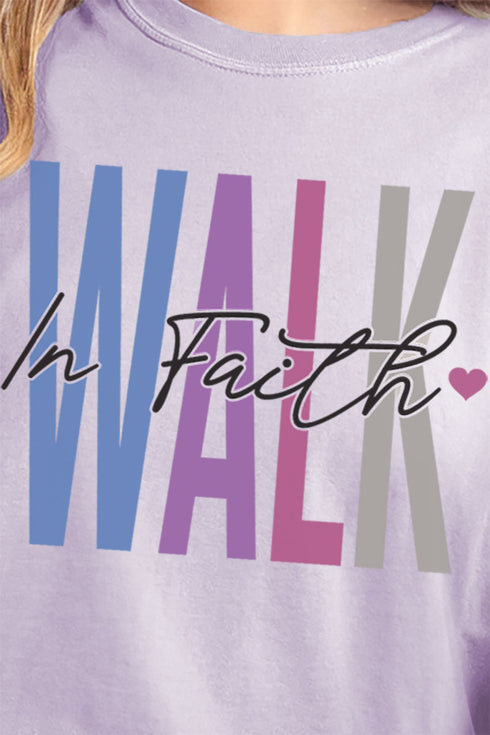Colorblock Walk In Faith Comfort Colors Adult Ring-Spun Cotton Tee