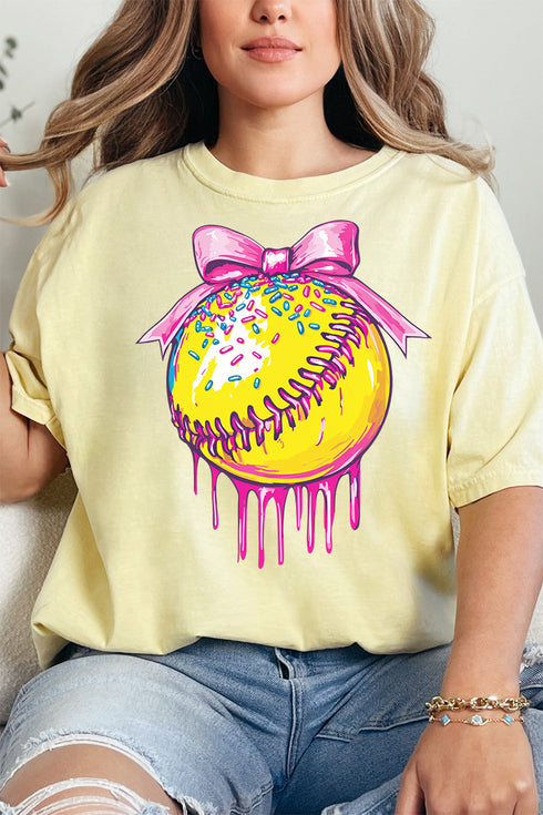 Coquette Drippy Softball Comfort Colors Adult Ring-Spun Cotton Tee