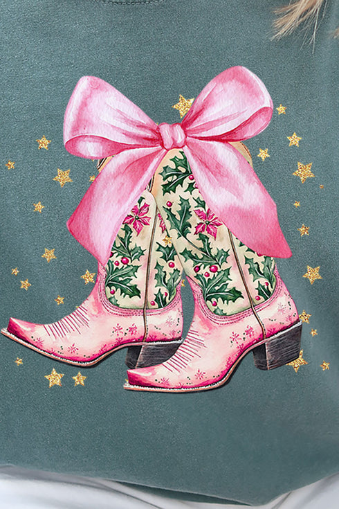 Cowgirl Christmas Boots Comfort Colors Adult Ring-Spun Cotton Tee
