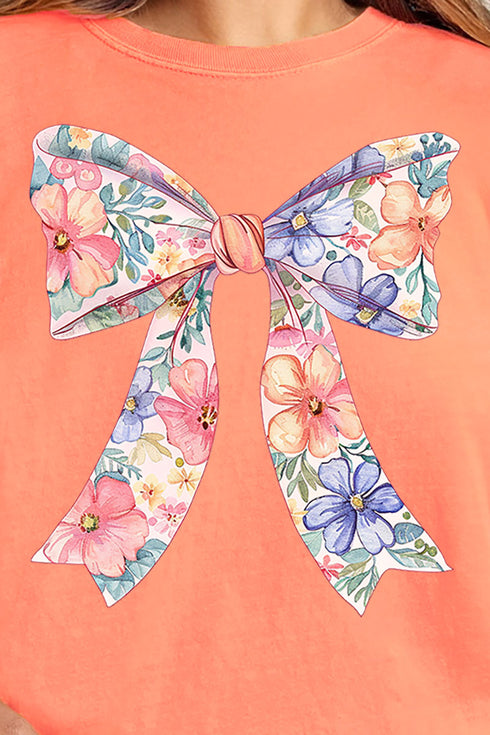Cutesy Floral Bow Comfort Colors Adult Ring-Spun Cotton Tee