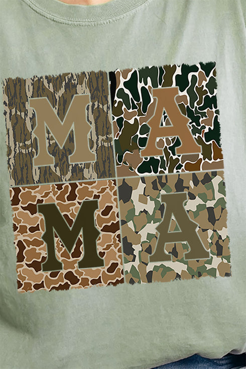 Distressed Camo Mama Comfort Colors Adult Ring-Spun Cotton Tee