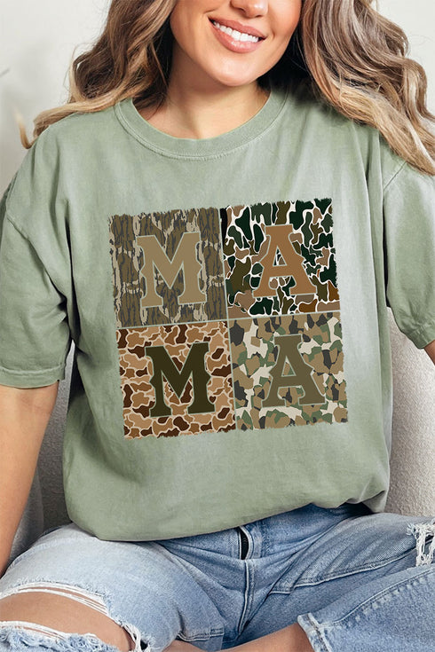 Distressed Camo Mama Comfort Colors Adult Ring-Spun Cotton Tee
