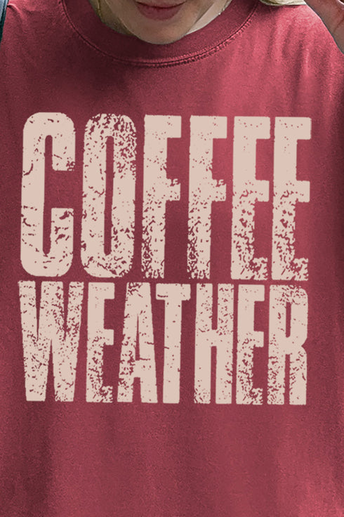 Distressed Coffee Weather Comfort Colors Adult Ring-Spun Cotton Tee