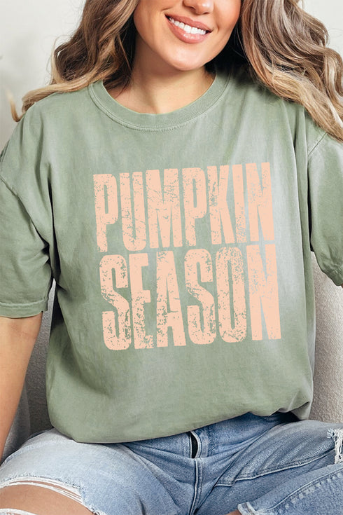 Distressed Pumpkin Season Comfort Colors Adult Ring-Spun Cotton Tee
