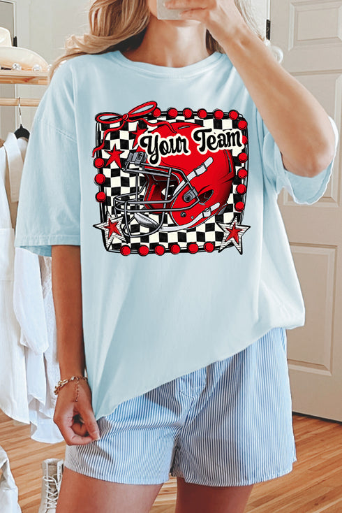 Doodle Red Football Pride Comfort Colors Adult Ring-Spun Cotton Tee *Personalize Your Team Name