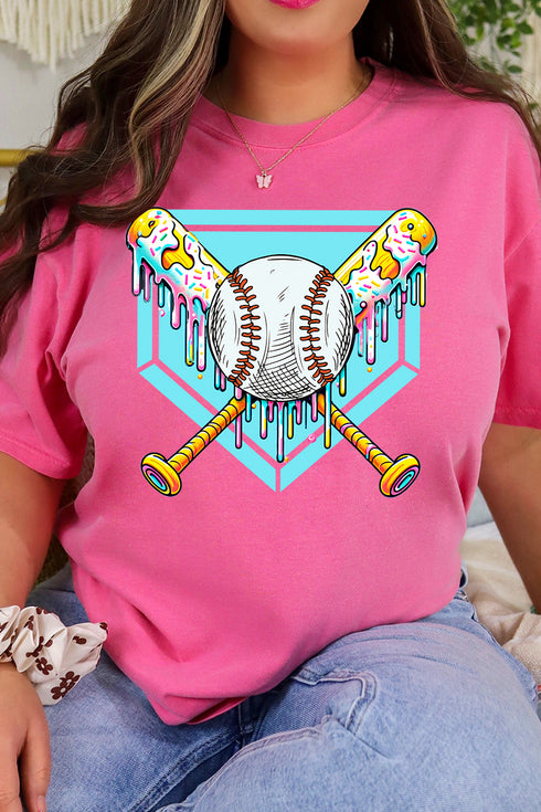 Drippy Baseball Home Plate Comfort Colors Adult Ring-Spun Cotton Tee