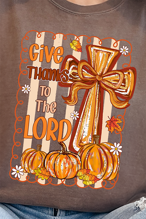 Coquette Cross Give Thanks Comfort Colors Adult Ring-Spun Cotton Tee