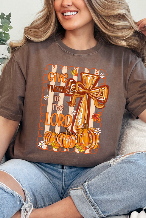 Coquette Cross Give Thanks Comfort Colors Adult Ring-Spun Cotton Tee
