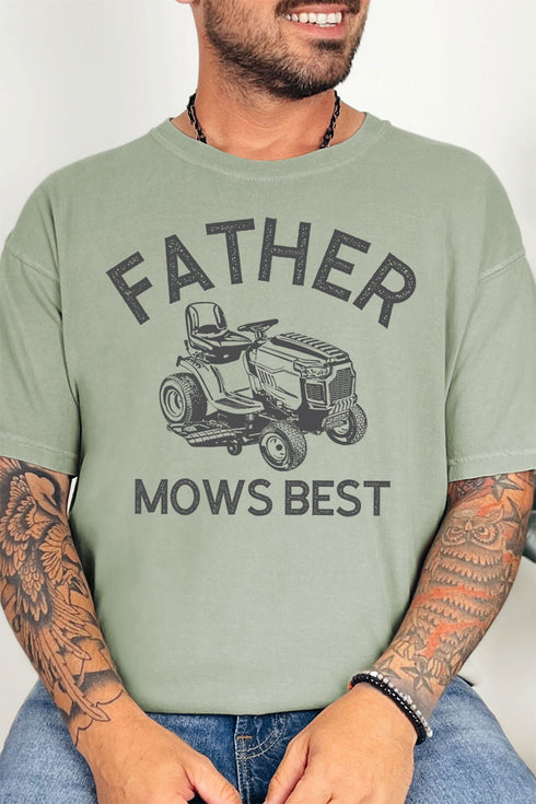 Father Mows Best Comfort Colors Adult Ring-Spun Cotton Tee