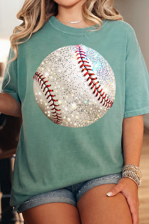 Faux Glitter Baseball Comfort Colors Adult Ring-Spun Cotton Tee
