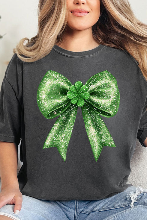 Faux Glitter Clover Coquette Comfort Colors Adult Ring-Spun Cotton Tee