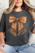 Faux Leather Fringe Bow Comfort Colors Adult Ring-Spun Cotton Tee