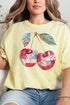 Faux Patchwork Cherries Comfort Colors Adult Ring-Spun Cotton Tee