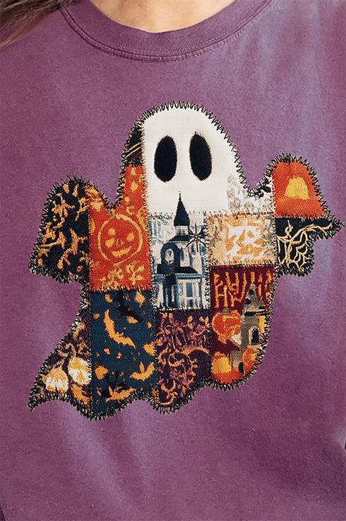 Faux Patchwork Ghost Comfort Colors Adult Ring-Spun Cotton Tee