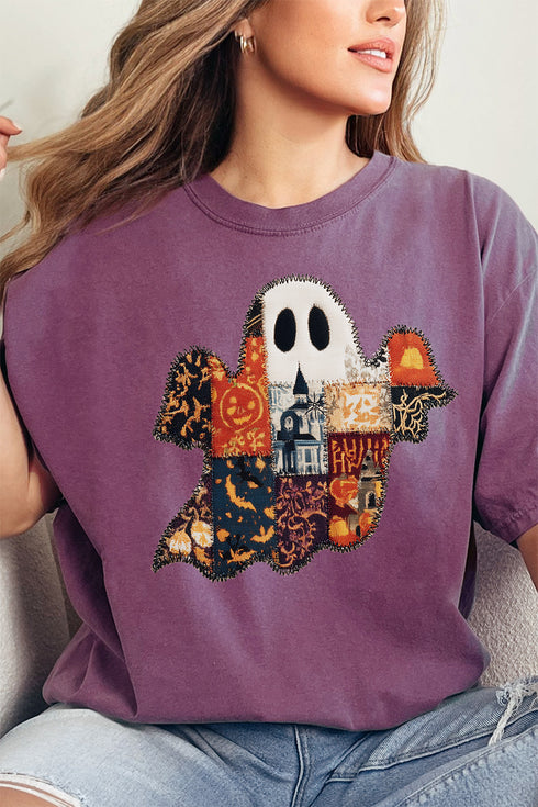 Faux Patchwork Ghost Comfort Colors Adult Ring-Spun Cotton Tee