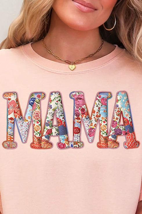 Faux Patchwork Mama Comfort Colors Adult Ring-Spun Cotton Tee