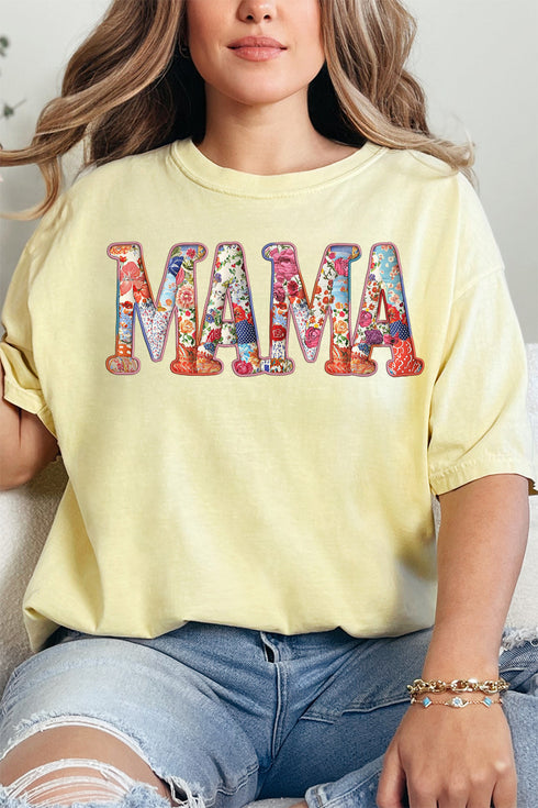 Faux Patchwork Mama Comfort Colors Adult Ring-Spun Cotton Tee