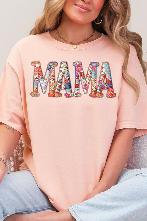 Faux Patchwork Mama Comfort Colors Adult Ring-Spun Cotton Tee