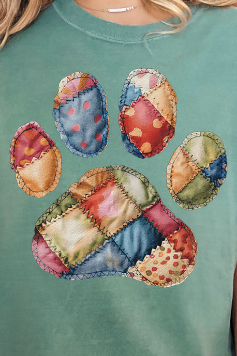 Faux Patchwork Paw Comfort Colors Adult Ring-Spun Cotton Tee