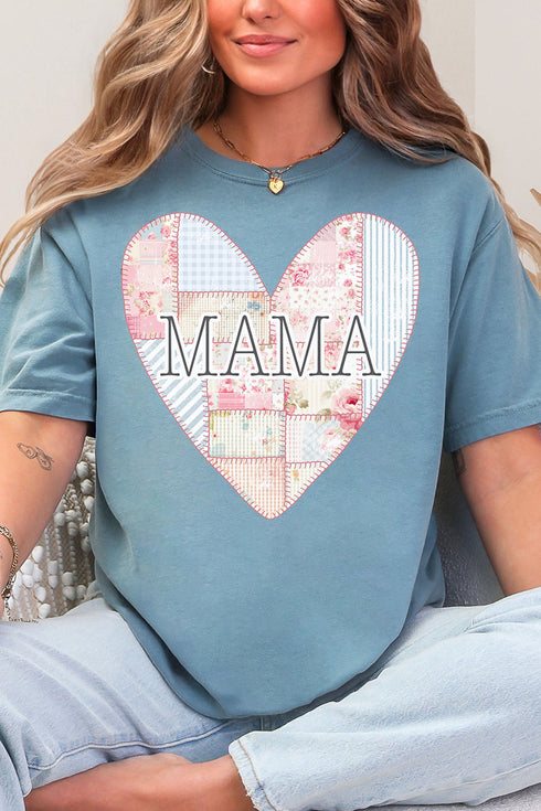 Faux Patchwork Quilt Mama Heart Comfort Colors Adult Ring-Spun Cotton Tee