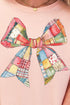 Faux Patchwork Quilt Stripe Bow Comfort Colors Adult Ring-Spun Cotton Tee