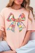 Faux Patchwork Quilt Stripe Bow Comfort Colors Adult Ring-Spun Cotton Tee