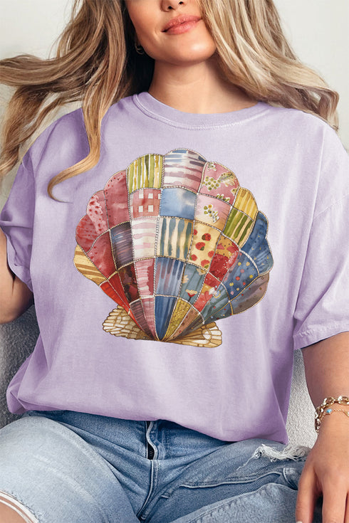 Faux Patchwork Seashell Comfort Colors Adult Ring-Spun Cotton Tee