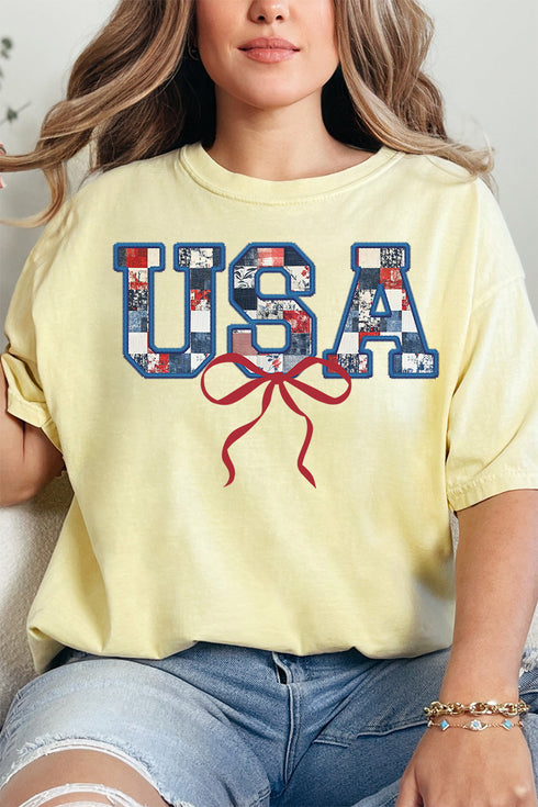 Faux Patchwork USA Comfort Colors Adult Ring-Spun Cotton Tee