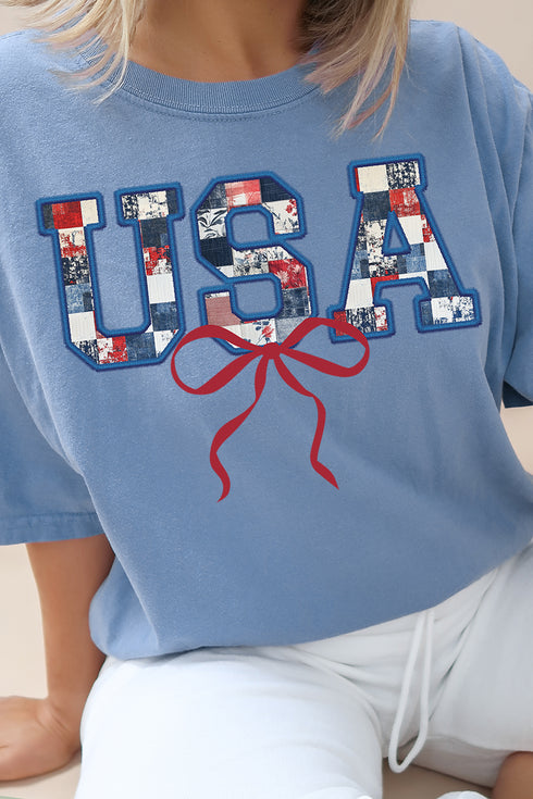 Faux Patchwork USA Comfort Colors Adult Ring-Spun Cotton Tee