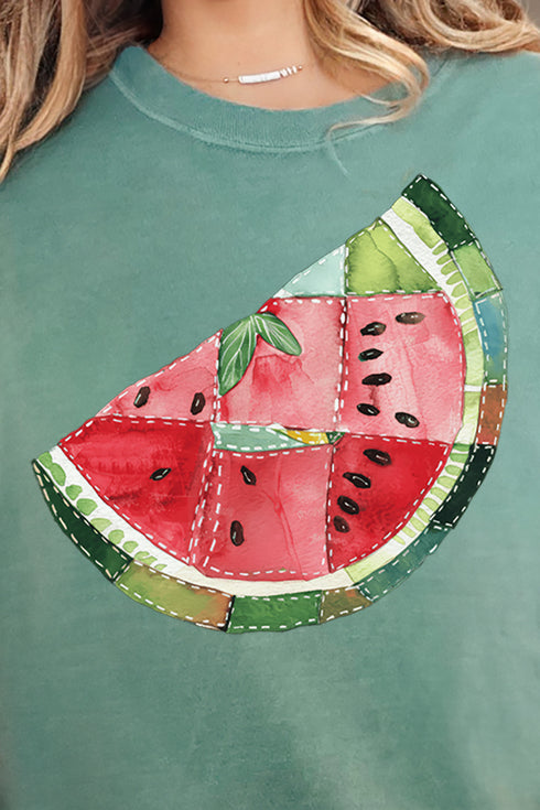 Faux Patchwork Watermelon Comfort Colors Adult Ring-Spun Cotton Tee