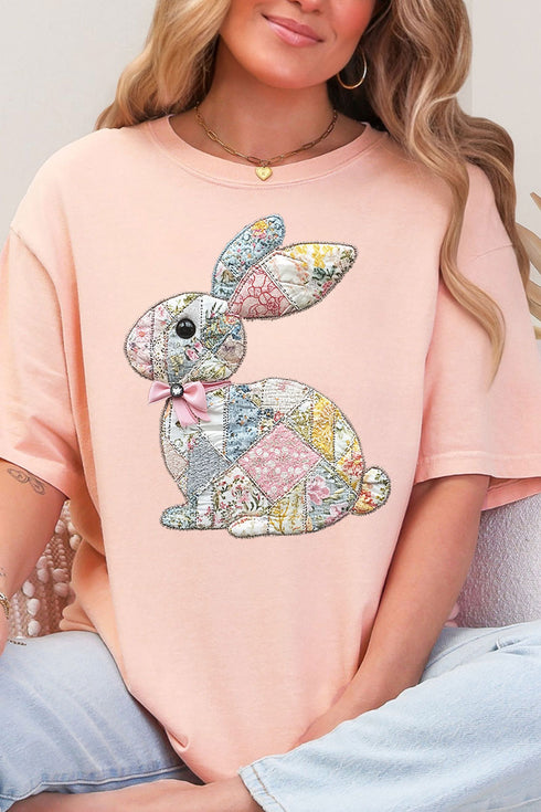 Faux Quilted Bunny Comfort Colors Adult Ring-Spun Cotton Tee