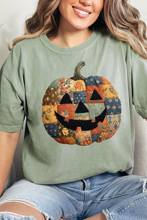 Faux Quilted Pumpkin Comfort Colors Adult Ring-Spun Cotton Tee