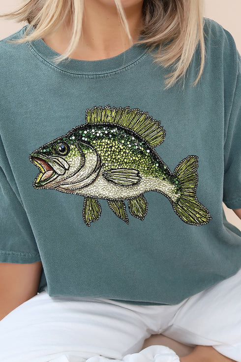 Faux Rhinestone Bass Comfort Colors Adult Ring-Spun Cotton Tee