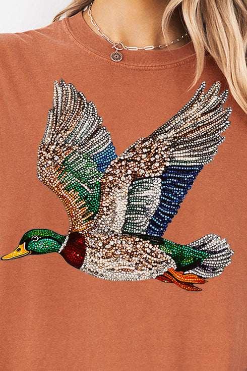 Faux Rhinestone Mallard Comfort Colors Adult Ring-Spun Cotton Tee