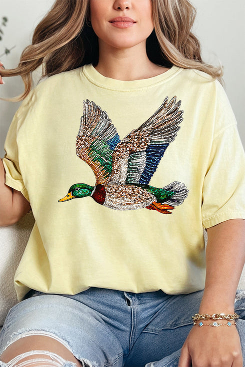 Faux Rhinestone Mallard Comfort Colors Adult Ring-Spun Cotton Tee