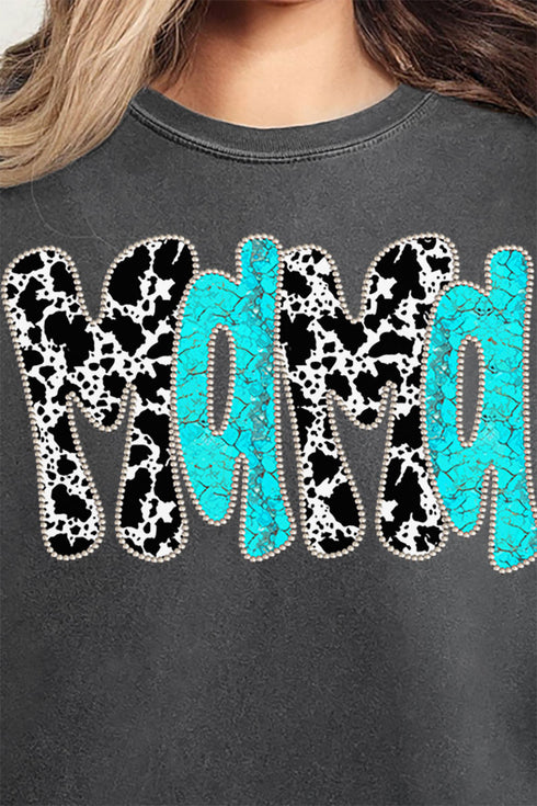 Faux Rhinestone Western Mama Comfort Colors Adult Ring-Spun Cotton Tee