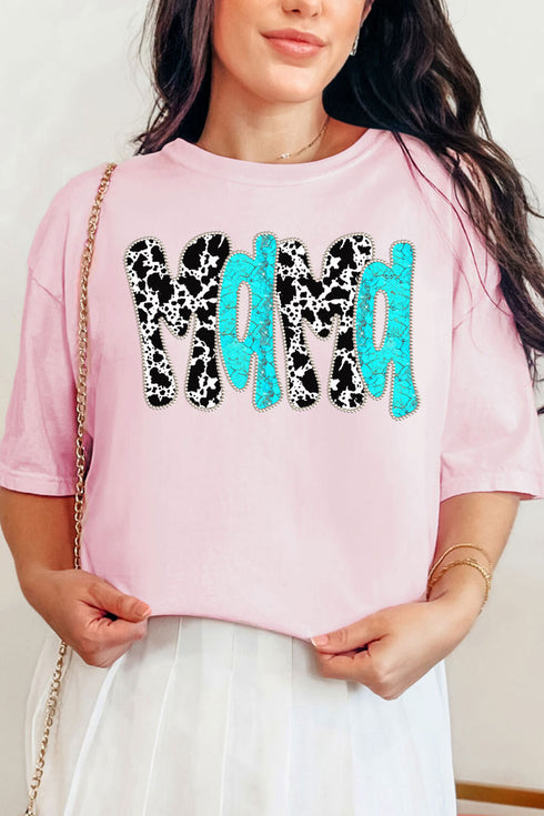 Faux Rhinestone Western Mama Comfort Colors Adult Ring-Spun Cotton Tee