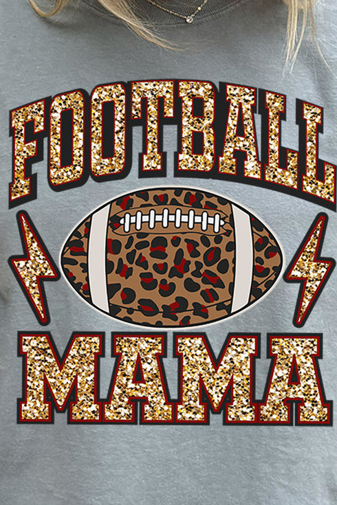 Faux Sequin Football Mama Comfort Colors Adult Ring-Spun Cotton Tee