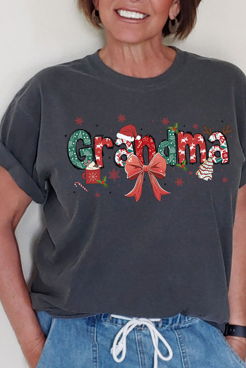 Festive Christmas Grandma Comfort Colors Adult Ring-Spun Cotton Tee
