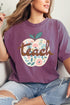 Floral Apple Teach Comfort Colors Adult Ring-Spun Cotton Tee