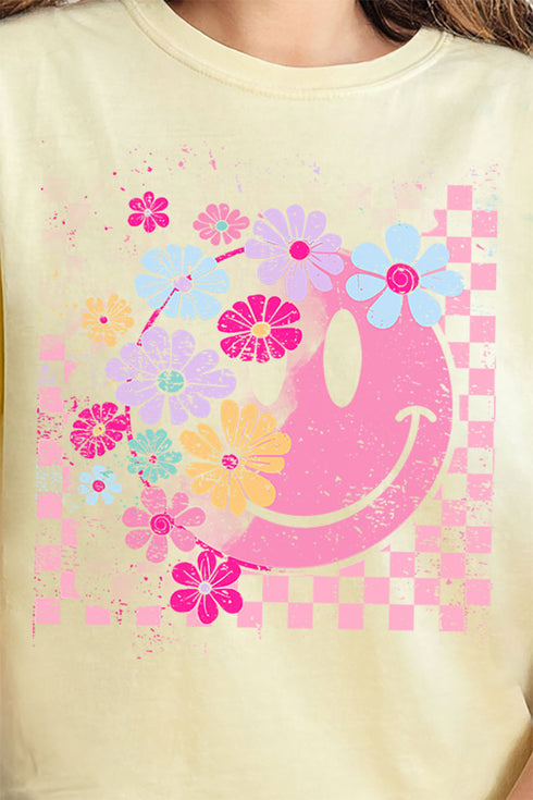 Floral Blooms Smile Comfort Colors Adult Ring-Spun Cotton Tee