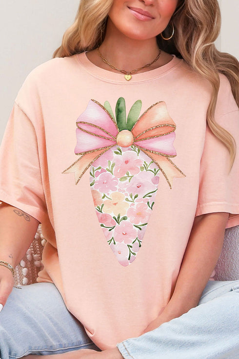 Floral Spring Carrot Comfort Colors Adult Ring-Spun Cotton Tee
