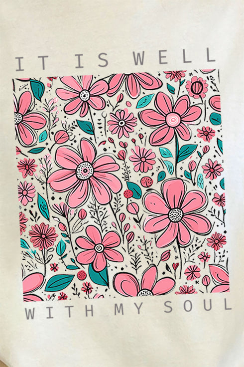 Floral Well With My Soul Comfort Colors Adult Ring-Spun Cotton Tee