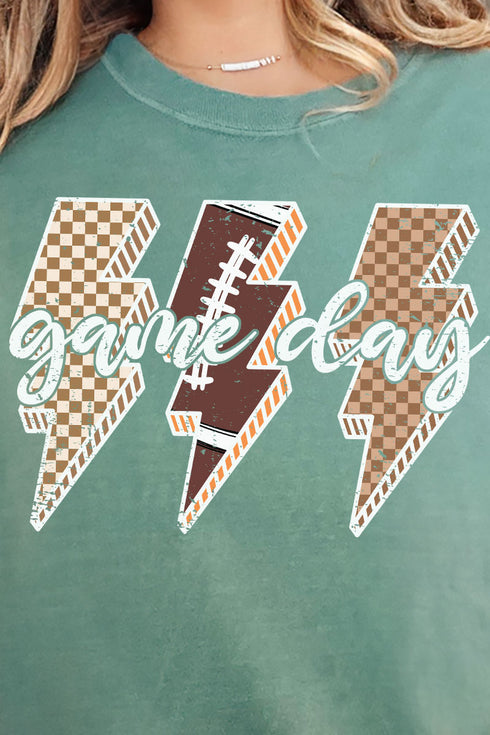 Football Game Day Lightning Bolt Comfort Colors Adult Ring-Spun Cotton Tee