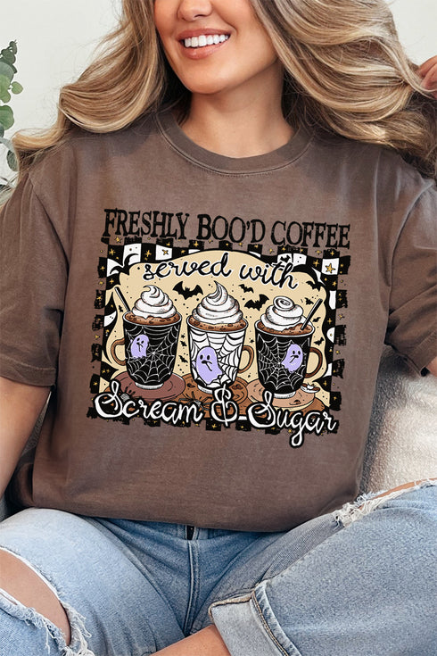 Freshly Boo'd Coffee Comfort Colors Adult Ring-Spun Cotton Tee