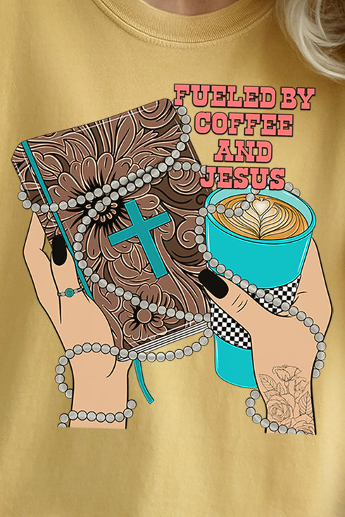 Fueled By Coffee & Jesus Comfort Colors Adult Ring-Spun Cotton Tee