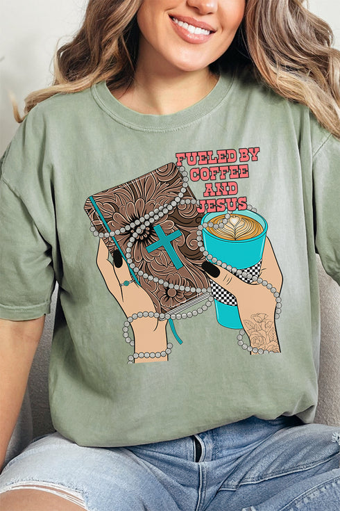 Fueled By Coffee & Jesus Comfort Colors Adult Ring-Spun Cotton Tee