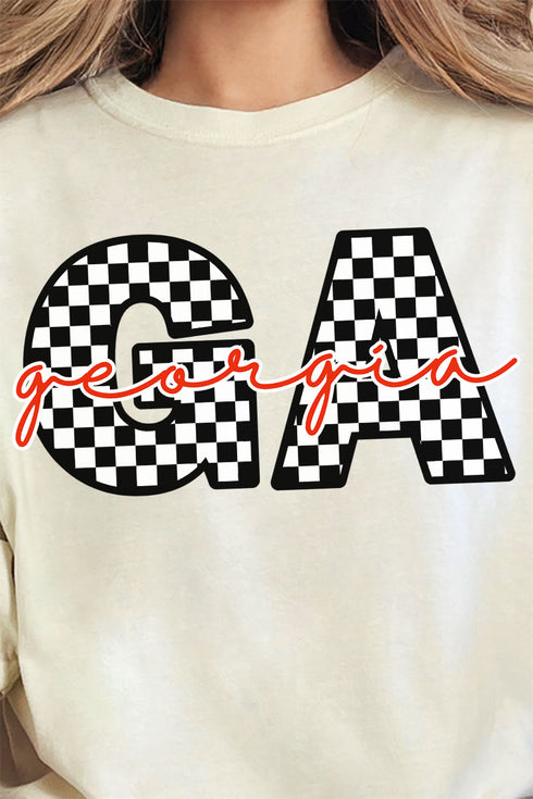 Georgia Checkered Comfort Colors Adult Ring-Spun Cotton Tee