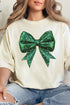 Glitz Green Coquette Bow Comfort Colors Adult Ring-Spun Cotton Tee