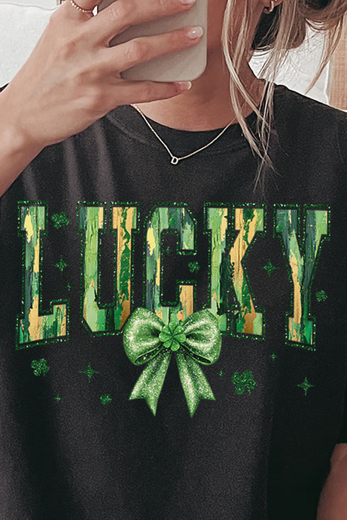 Glitzy Brushed Lucky Comfort Colors Adult Ring-Spun Cotton Tee